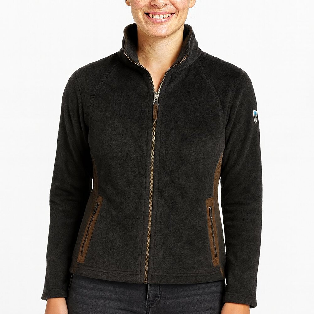 Kuhl Advokat Women's M Black Full-Zip Fleece with Vegan Leather Accents‎